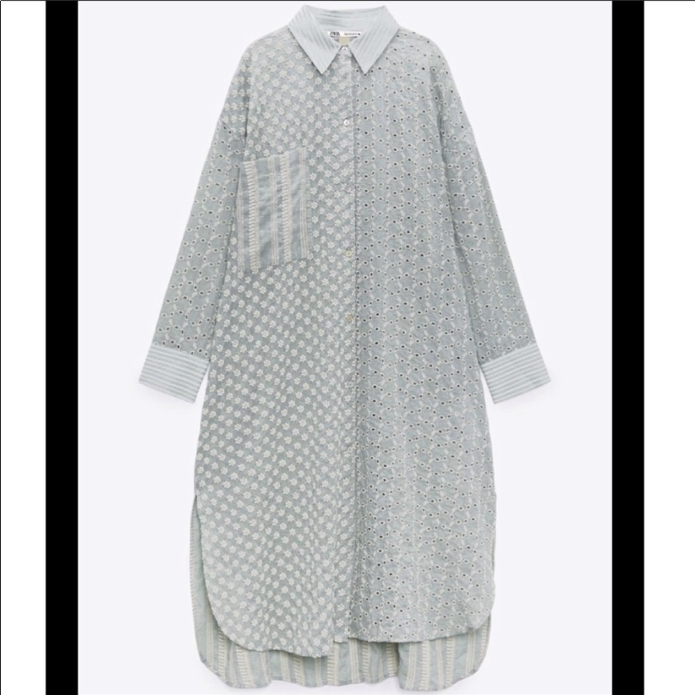 Zara open knit embroidery patchwork dress tunic duster - Picture 10 of 15